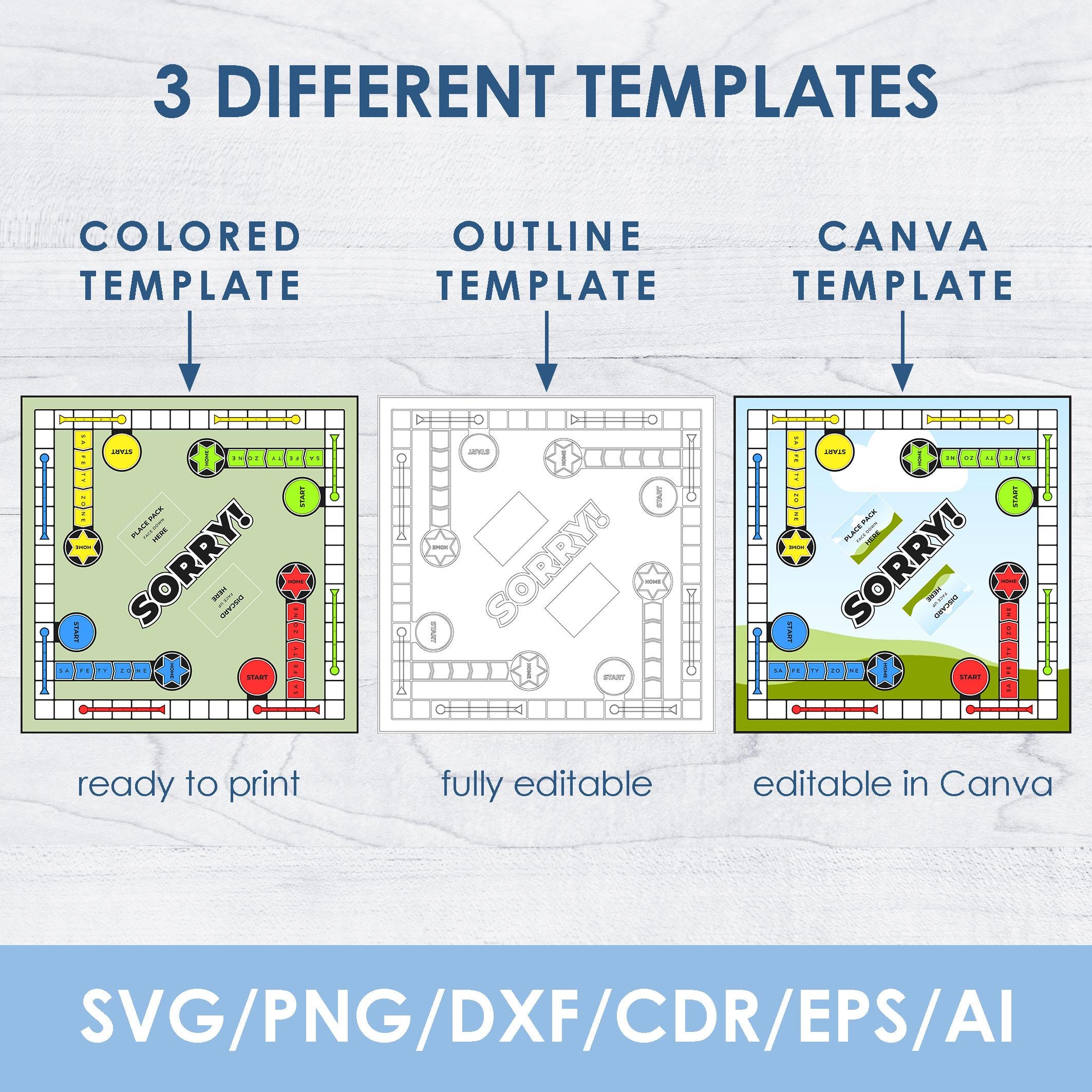 Editable Sorry Board Game Template: Custom SVG, PNG, PDF (digital ...