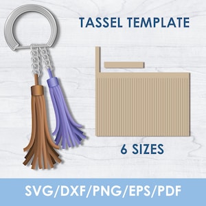 Tassel Keychain Template svg, BUNDLE, png, faux leather purse fob keychain, Cricut, Silhouette, cutting files, 6 sizes, Instant Download