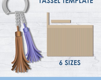 Faux Leather Tassel Keychain Template Bundle: 6 Sizes (SVG, PNG, PDF)