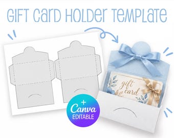 Editable Gift Card Holder Blank Template, Custom, Gift Card Envelope, Canva Template, Customizable, DIY, Drag & Drop