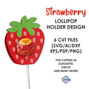 Strawberry lollipop holder svg, DIY, Valentine's Day favor, fruit, chocolate holder svg, craft, sucker holder, INSTANT DOWNLOAD