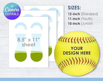 Softball Panel Blank Template, Canva Editable, Customizable, All Sizes Bundle, DIY, Printable, Custom Baseball Panel Designs Drag & Drop