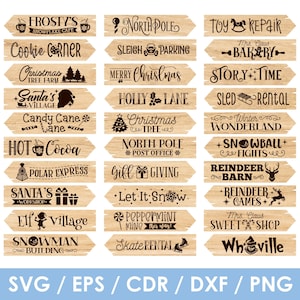 30 Christmas direction post signs svg BUNDLE, Cricut, Silhouette, Instant Download