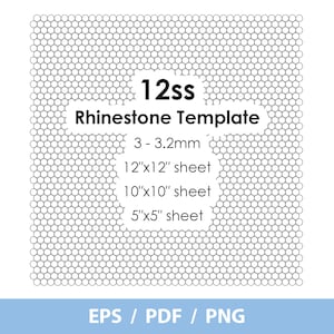 SS12, Rhinestone Sheet template, 12 ss, 3 - 3.2 mm, 12x12 sheet, 10x10 sheet, 5x5 sheet, Cricut, Silhouette, eps, png, instant download