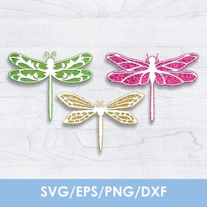 3D Layered Dragonfly svg, BUNDLE, paper cutting, dragonflies, png, clipart, cut template, Cricut, Silhouette, DIY, set, Instant Download