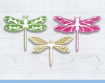 3D Layered Dragonfly svg, BUNDLE, paper cutting, dragonflies, png, clipart, cut template, Cricut, Silhouette, DIY, set, Instant Download