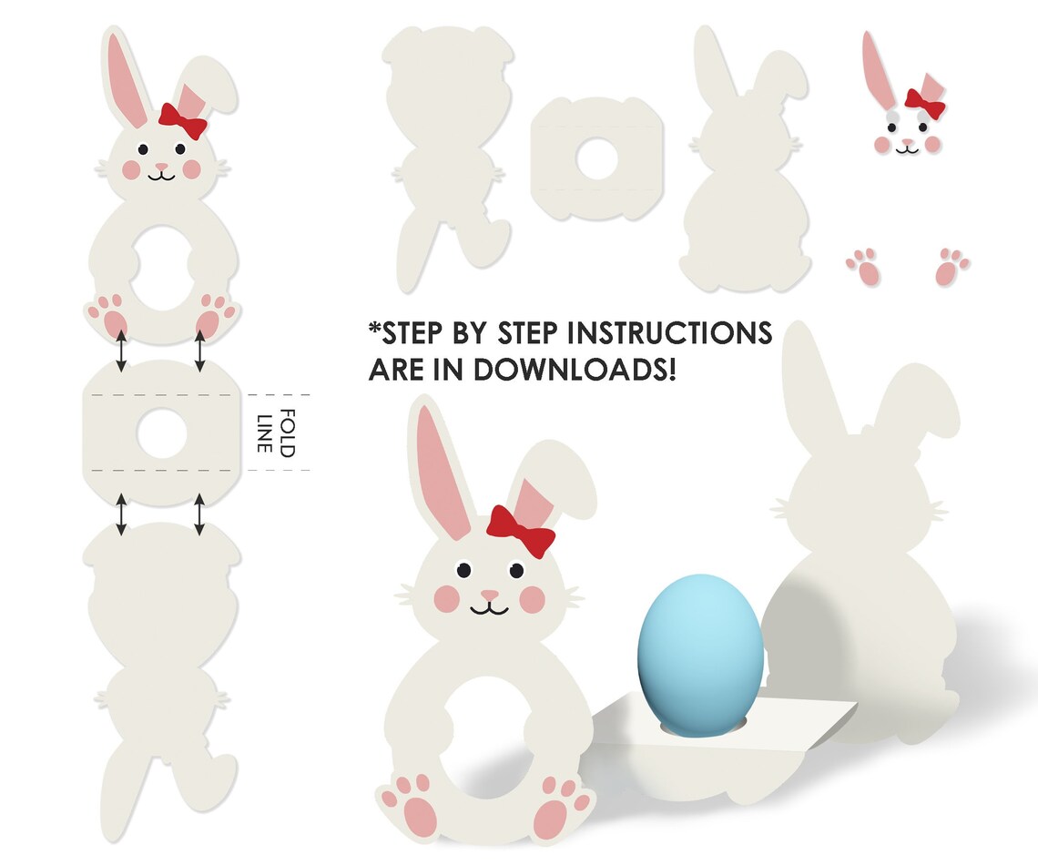 Easter Bunny Chocolate Egg Stand Svg File Egg Holder Design | Etsy