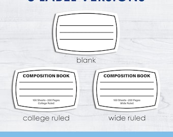 Classic Editable Composition Notebook Label Blank Template, svg, png, dxf