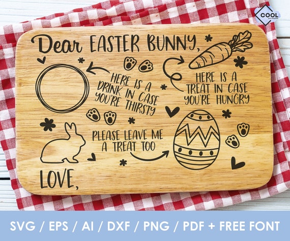 Easter Tray svg, Dear Easter Bunny, Easter Placemat SVG, easter svg kids, Easter Tray Plate, DXF, Bunny tray svg, Bunny plate svg