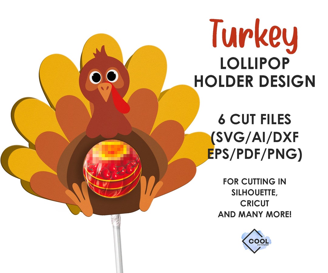Turkey Lollipop Holder Svg Thanksgiving Favors (Download Now) - Etsy