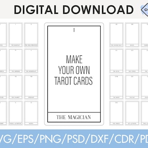 Tarot cards template with blank middle, custom, diy, editable, svg, png, Cricut, Glowforge, Silhouette,  instant download