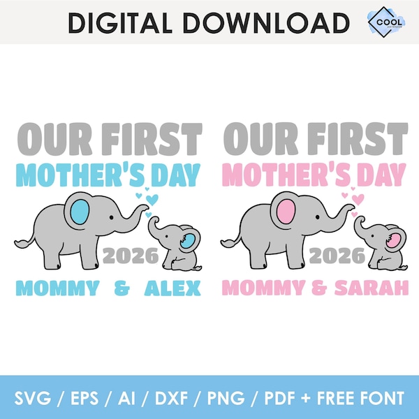 our first mothers day svg elephant, mothers day 2026 svg, new mom svg