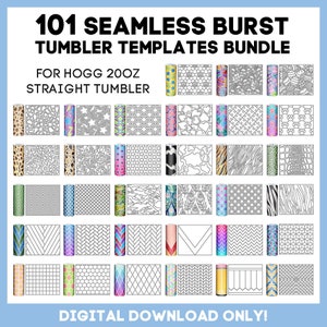 BUNDLE, 20oz Hogg Straight tumbler tape template, Burst Tumbler SVG, Seamless Design, Double Sided Tape, 20 oz, Full Wrap, Instant Download