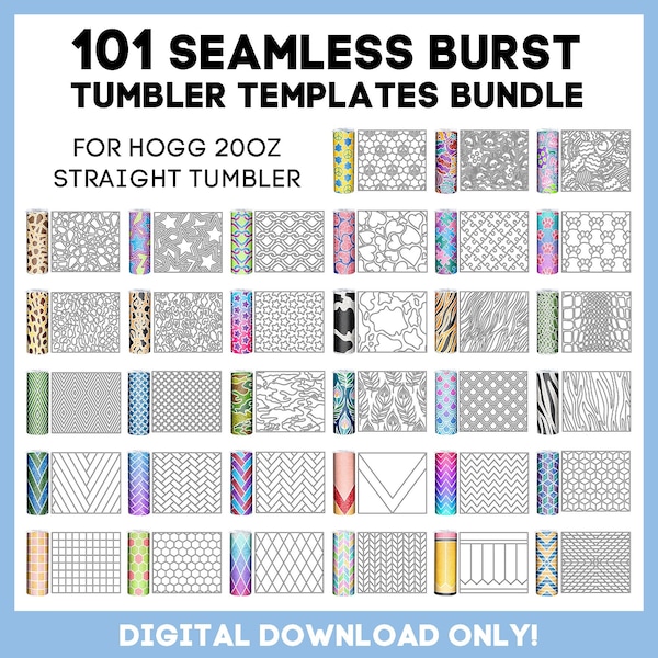 BUNDLE, 20oz Hogg Straight tumbler tape template, Burst Tumbler SVG, Seamless Design, Double Sided Tape, 20 oz, Full Wrap, Instant Download
