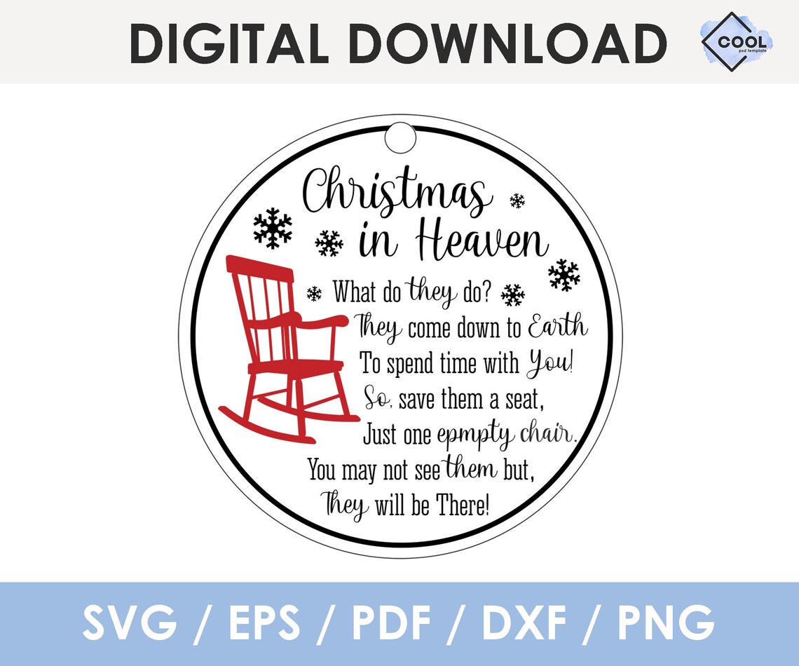 Christmas in heaven chair ornament SVG laser file christmas | Etsy