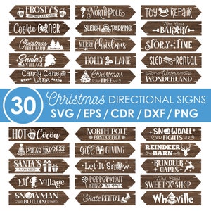 Farmhouse christmas directional sign BUNDLE, svg, dxf, cdr, png, Cricut, Silhouette, Glowforge, Instant Download