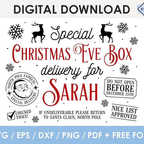Christmas Eve Box Svg Christmas Eve Crate Svg Diy Xmas Box Etsy