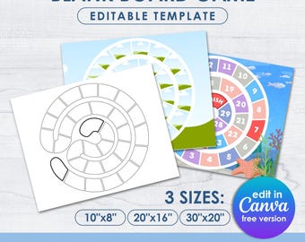 Editable Board Game Blank Template, custom kids & adult game board, personalized, svg, png, pdf, Canva, Create Your Own, Instant Download