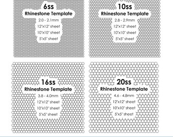 Rhinestone Sheet template Bundle, 6ss, 10ss, 16ss ,20ss, Cricut, Silhouette, eps, png, instant download