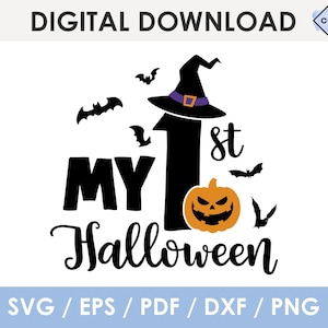 my first halloween svg, baby girl + baby boy, my 1st halloween, cut file for Silhouette or Cricut