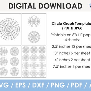 BUNDLE 4 size Circle Graph Templates for beading pattern, pdf, svg, png, Instant Download