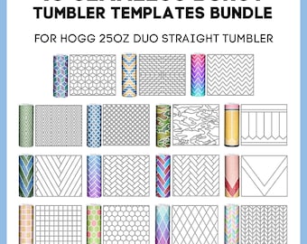May include: A set of 15 seamless digital designs for 25oz straight tumblers. The designs include geometric patterns, camouflage, and glitter textures.  "15 SEAMLESS BURST TUMBLER TEMPLATES BUNDLE FOR HOGG 25OZ DUO STRAIGHT TUMBLER DIGITAL DOWNLOAD ONLY!"