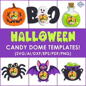 13 halloween candy DOME holder svg, Bundle, halloween favors, for kids, for guests, candy ornaments svg, Trick or Treat Gifts, Download