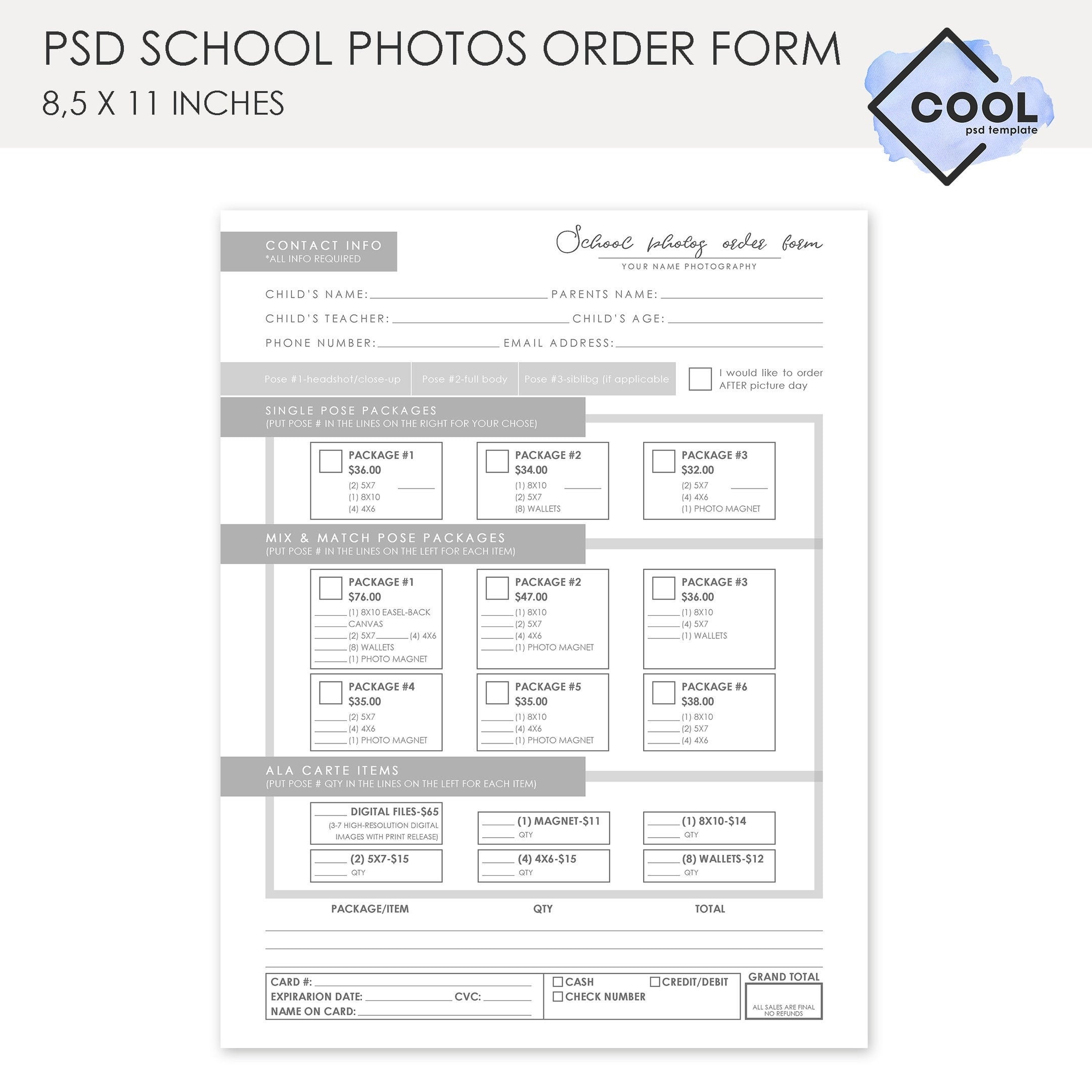 Grey School Photos Order Form Photographer Order Form Etsy Grey School Photos Order Form Photographer Order Form Etsy