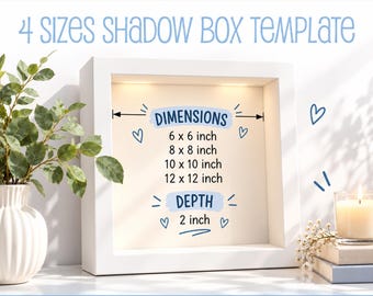 Square Shadow Box Template, Bundle, Canva, png, laser cut, Cricut, Instant Download