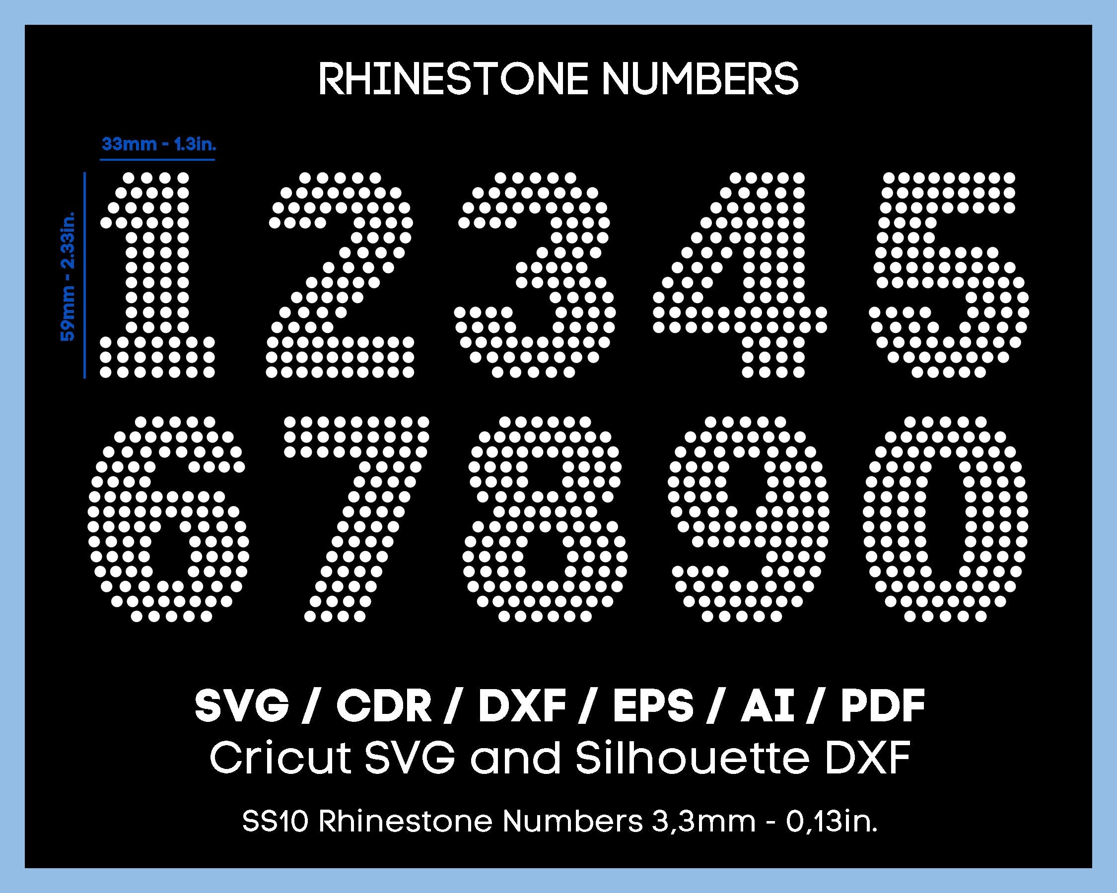 Rhinestone Numbers Pattern, Full Alphabet, Classic Font, 6ss, 10ss ...