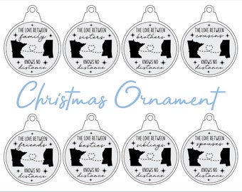 long distance christmas ornament svg, deployment ornament, all US states, laser cut file, Glowforge, Cricut, Silhouette, instant download