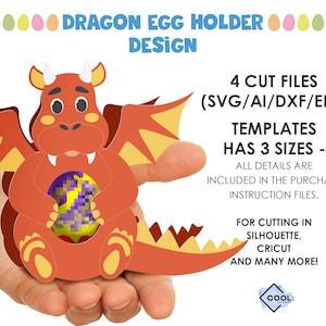 fair dragon egg holder design, easter red dinosaur chocolate egg stand, halloween favors, candy holder svg, Instant Download