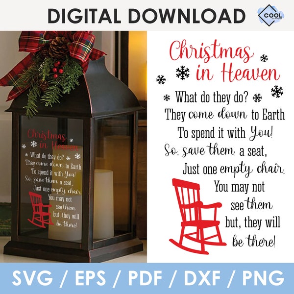 christmas in heaven, SVG,  memorial lantern ornament, laser file,  lantern SVG, lost loved one at christmas, cut file, digital download