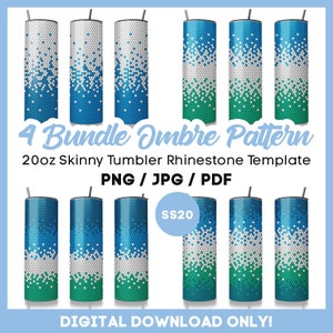 4 Ombré SS20 Rhinestone Tumbler Template Bundle, Double Ombre Rhinestone 20oz Tumbler Pattern Guide, pdf, png, instant download