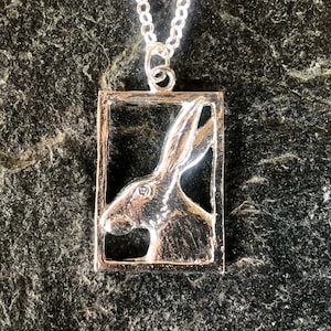 Hare Portrait Pendant  in Pewter by Paul Szeiler