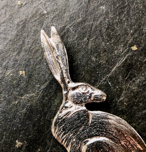 Elegant Hare Brooch in Pewter by Paul Szeiler Etsy UK