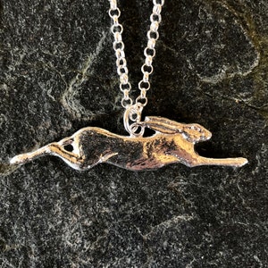 Hare Pendant Necklace in Pewter