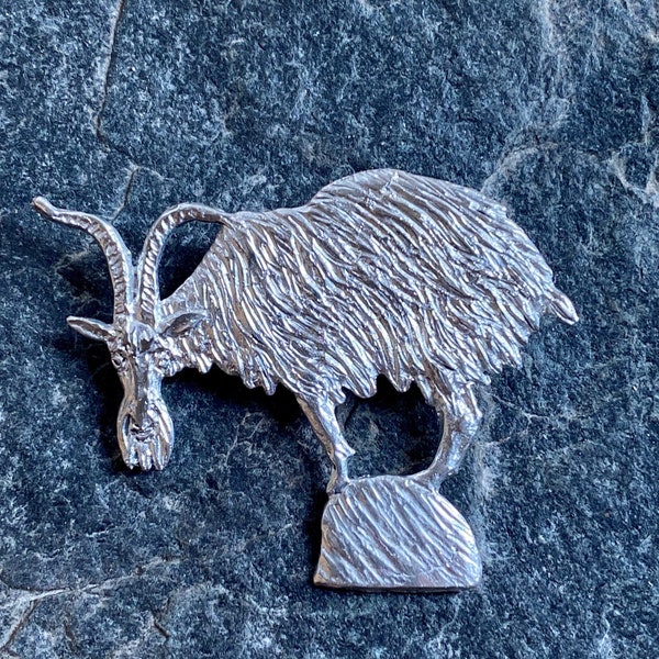 Wild Goat brooch in pewter by Paul Szeiler