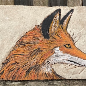 Fox low relief wall plaque in ceramic stoneware