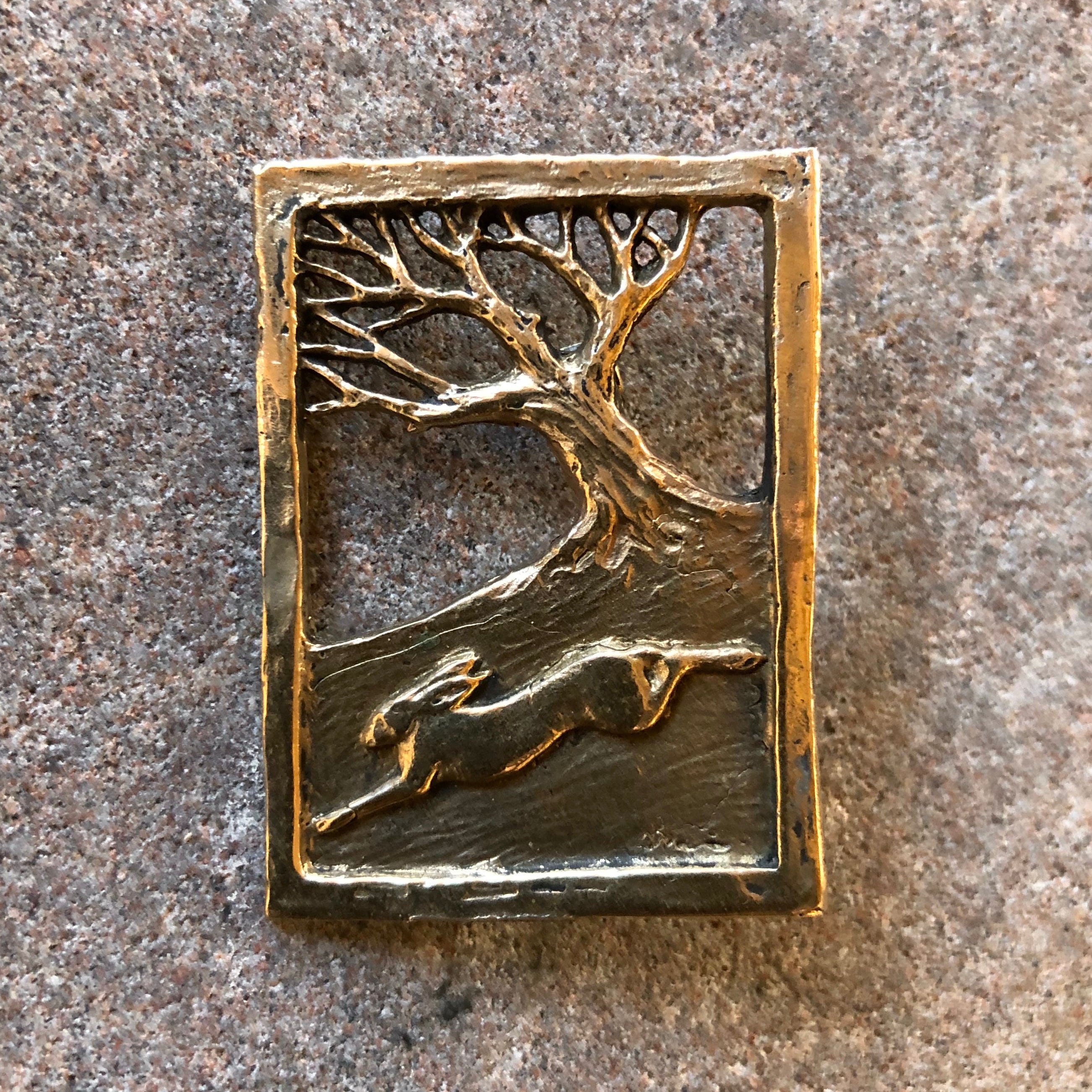 Hare Running Through Wood Brooch in Bronze by Paul Szeiler. - Etsy