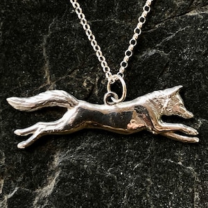 Running fox pendant / necklace in pewter by Paul Szeiler