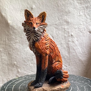 Fox sculpture in ceramic