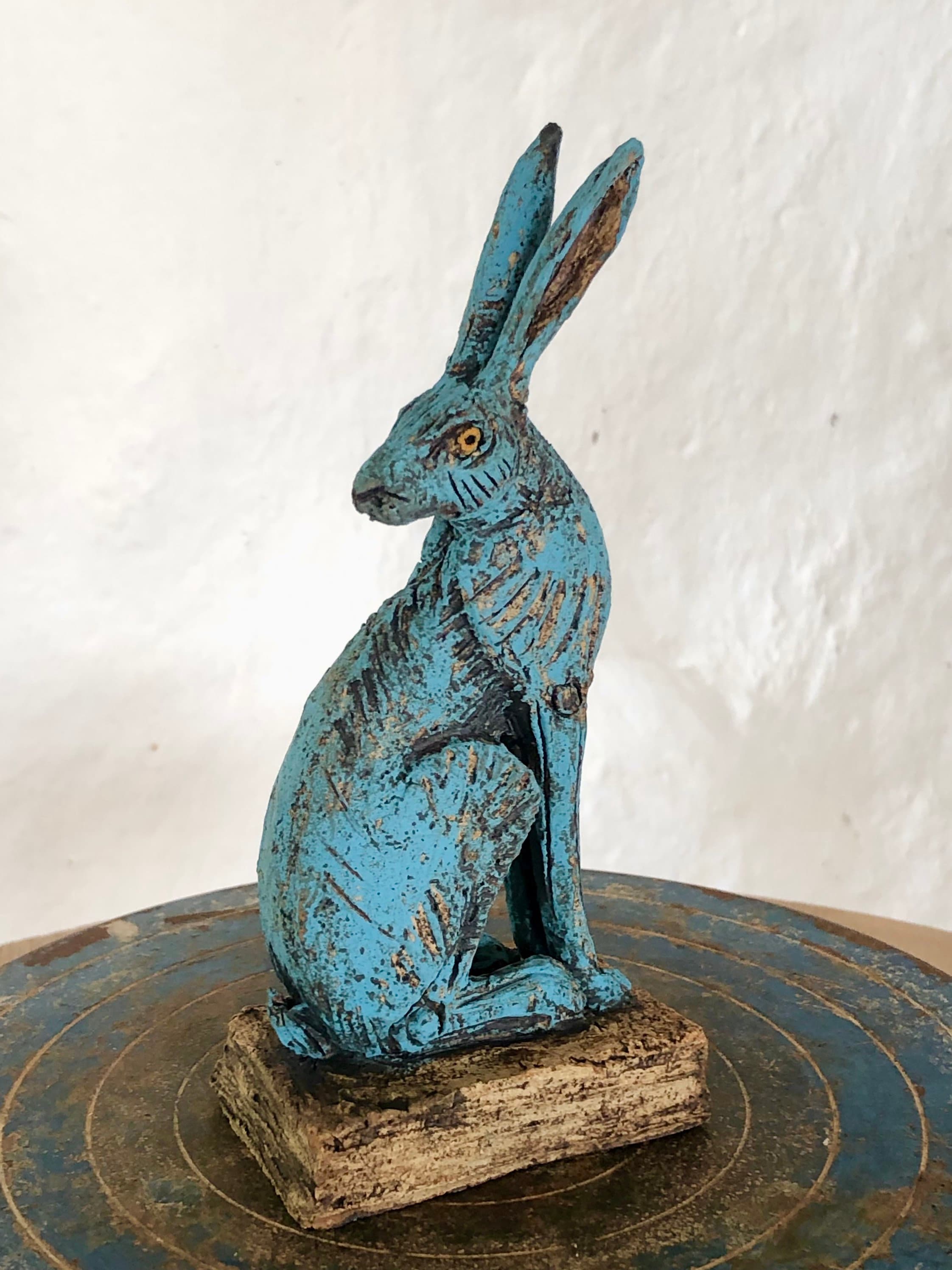 Blue Hare Sculpture in Ceramic by Paul Szeiler. - Etsy