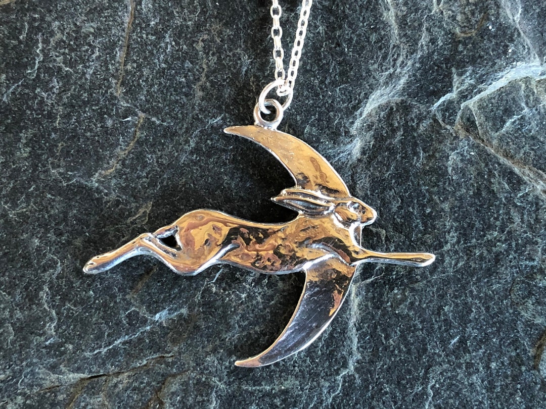 Hare and Moon Pendant/ Necklace in Sterling Silver - Etsy
