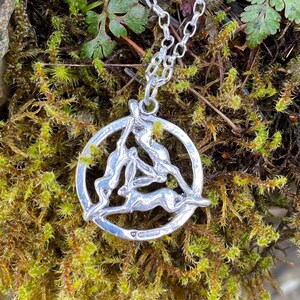 3 hares pendant / necklace in Sterling Silver