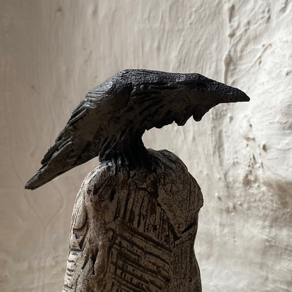 Raven on a Standing Stone sculpture