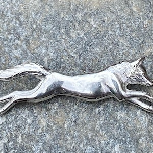 Fox Running Brooch in Pewter