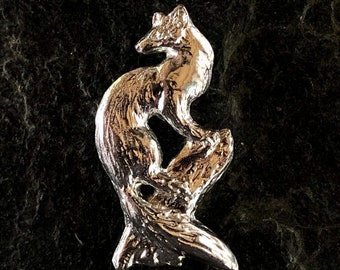 Pine Marten brooch in pewter