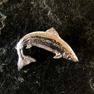 Leaping Salmon Brooch in Pewter
