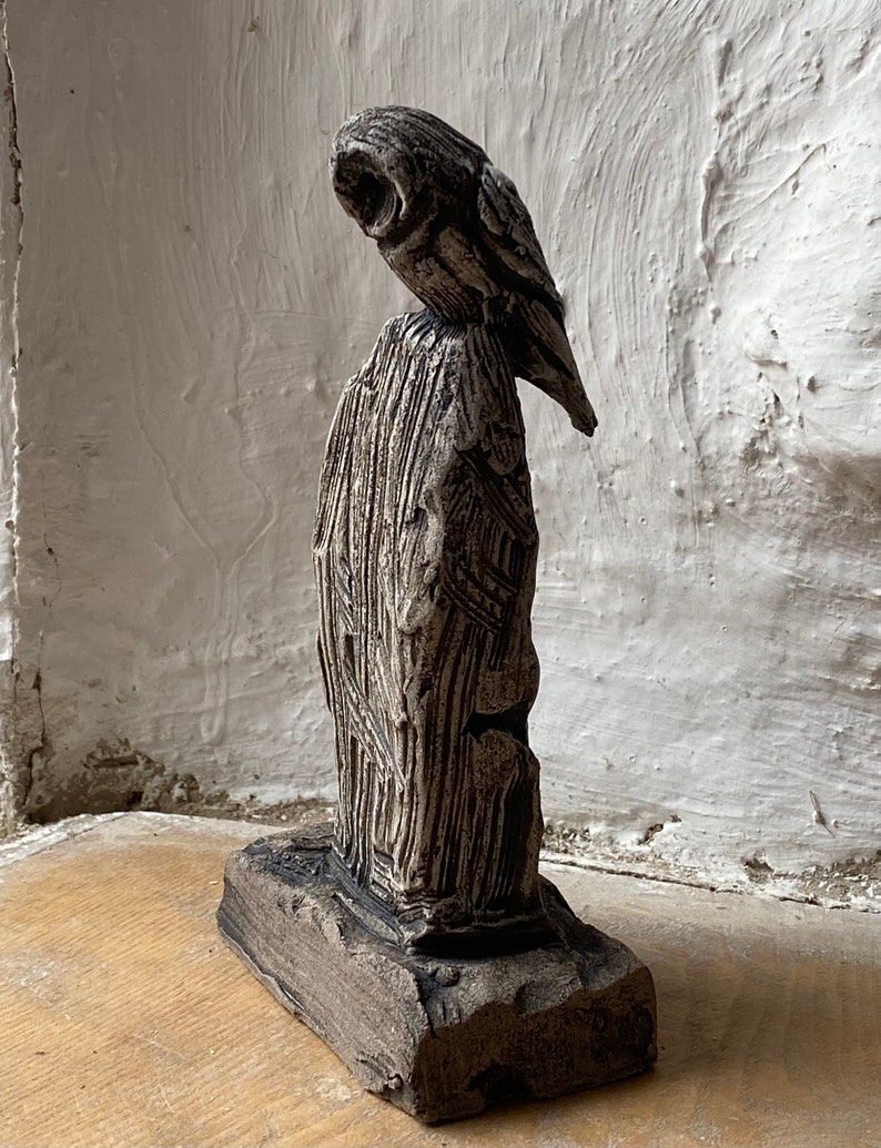 Owl on standing stone sculpture by Paul Szeiler image 2